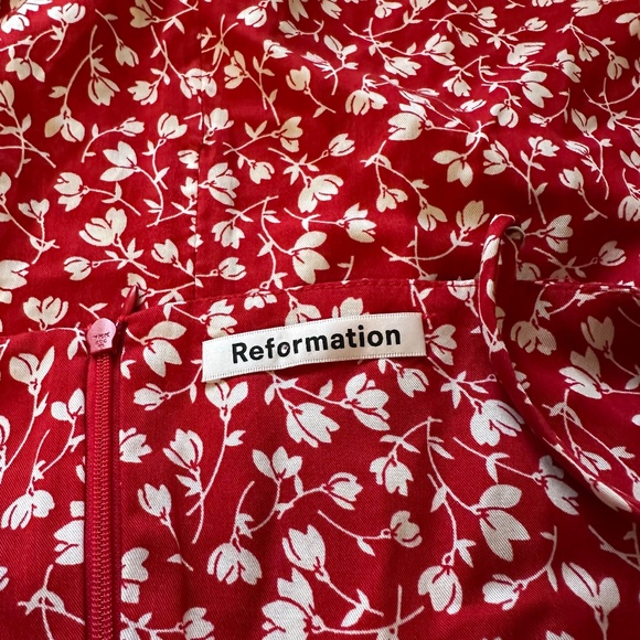 Reformation Felix Red Floral-Print Mini Dress | Size 4 - Picture 11 of 15